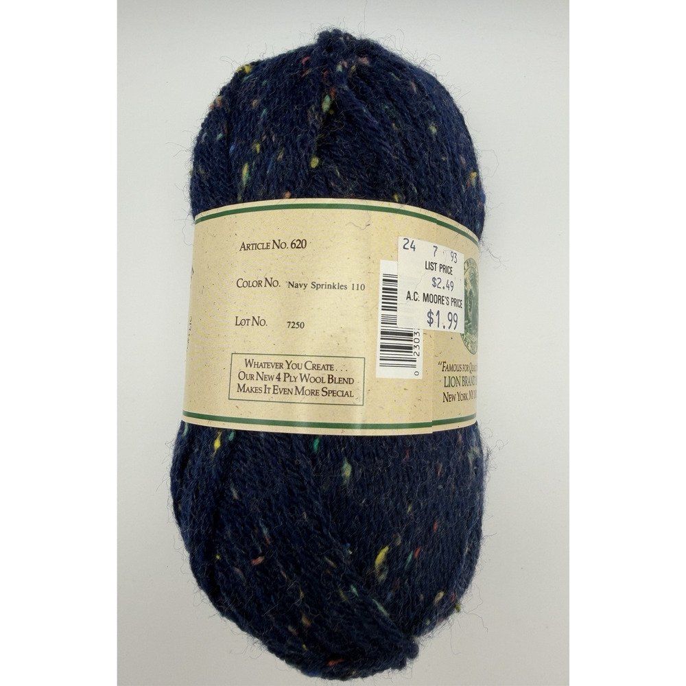 Lion Brand Wool Ease Yarn Navy Sprinkles 6 Skeins 3oz 197 Yards 4 Ply Wool Blend - Picture 3 of 6